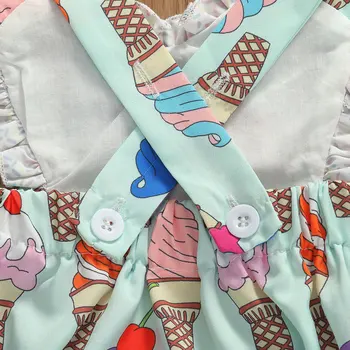 Vasaras Cute Baby Toddler Meitenes Zēni 0-18M Kombinezonus saldējums Drukāt Ruffles bez Piedurknēm Backless Jumpsuits