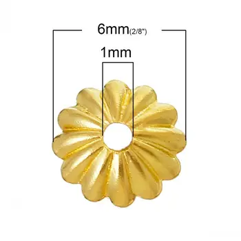 DoreenBeads Vara Pērlīšu Cepurītes Ziedu zelta Krāsu(Fit 6mm-8mm Krelles)6mm x 6mm(2/8