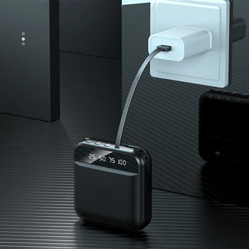 20000mAh Mini Power Bank Iebūvēts USB C Tipa Kabeli Portatīvo Lādētāju Xiaomi iPhone 11 pro Samsung S10 S20 Akumulatora Poverbank