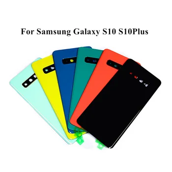 Samsung Galaxy S10 G973 S10 Plus G975 Atpakaļ Akumulatora Vāciņu Aizmugurējo Durvju Mājokļu Stikla Paneli Rezerves Daļa ar Fotokameras Stikla