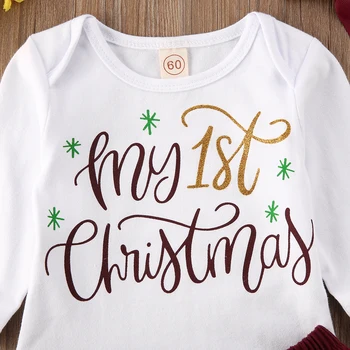 Jaunu 2019 Ziemassvētku Apģērbu Jaundzimušais Meitene Ar Garām Piedurknēm Romper Tutu Acs Mini Svārki Galvu Apģērbs, Apģērbu Komplekts