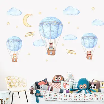 Karstā gaisa balons fona uzlīmi, lai bērni bērnudārzos telpas fona dekorēšana art sienas uzlīmes karikatūra uzlīmes