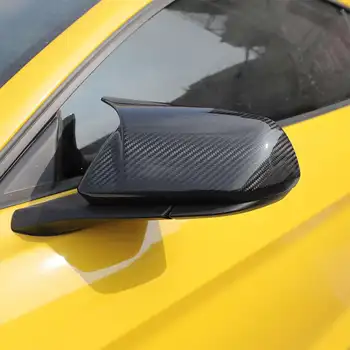 Oglekļa Šķiedras Krāsu Ragu Stila Sānu Spārnu ABS Atpakaļskata Spogulis Klp Gadījumā, Korpusa Vāciņš Melns, Ford Mustang-2020