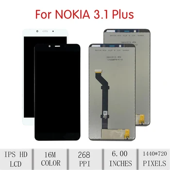 ORIĢINĀLS NOKIA 3.1 LCD Plus skārienekrāns Digitizer Nokia 3.1 Plus ekrāns ar Rāmi Nomaiņa TA-1125 TA-1104 TA-1118