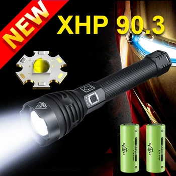 HEDELI XHP90.3 LED Lukturīti Lāpu Augstums Spēcīgs Uzlādējams Zibspuldzes gaismas XHP90.2 Taktiskās Lāpu gaismas izmantošanu 18650 akumulatora 26650