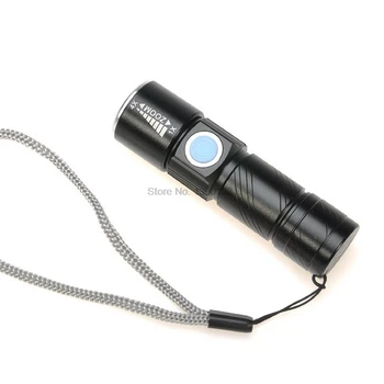 Dhl 100gab praktisko 3 Režīmu Taktisko Flash Gaismas Lāpu Mini Tālummaiņas Uzlādējams Jaudīga USB LED Lukturīti, Āra Ceļojumu