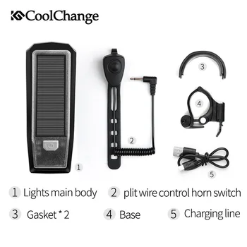 CoolChange Saules Velosipēds Gaismas Ūdensizturīgs USB Rechargable Lāpu Riteņbraukšana Ragu Gaismas Lukturu Nakts Izjādes Drošības Velosipēdu Gaismas Bell