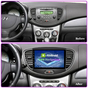 2G RAM Android 9.0 Auto Radio Multimediju Atskaņotāju Hyundai Grand I10 2008. - 2012. Gadam Auto Stereo Video, GPS Navigācijas