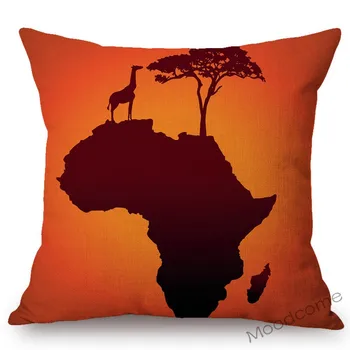Ziemeļu Āfrikas Karte Āfrikas Cilts Dizainu Mājas Dekoratīvs Dīvāns Spilvens Gadījumā Kokvilnas Veļu, Mežonīgo Dzīvnieku Biroja Krēsls Spilvena Segums