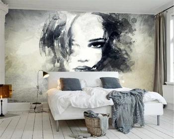 Beibehang Custom tapetes retro melnā un baltā stils abstraktā skaistuma iemiesojumu TV fona guļamistaba, dzīvojamā istaba 3d tapetes