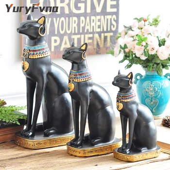 YuryFvna Sveķu Senās Ēģiptes Kitty Ēģiptes Bastet Kaķu Dievietes Statuja Statuetes Dzīvnieku Skulptūru Mājas Biroja Apdare Dāvanu