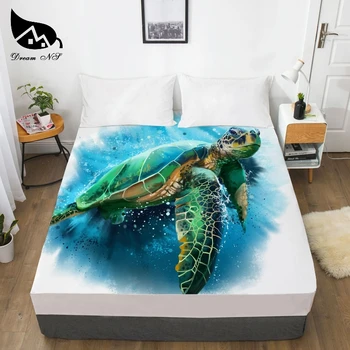 Sapnis NS Bruņurupucis Delfīnu Saģērbt Guļamistaba, Mājas Tekstila Loksnes 3D Drukas Jūras Dzīvnieku Puses Glezniecības Bettlaken 1GB
