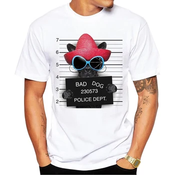 2018 Radošo Suns Policijas Departaments Dizaina Vīriešu T Krekls Mopsis Iespiests T-krekls ar Īsām Piedurknēm Gadījuma franču Buldogs Topi