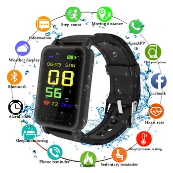 Pulkstenis Ar Spiediena Mērīšana Fitnesa Tracker Aproce Smart Joslā Veselības Aproce Sirds Sirds Ritma Monitors Pedometrs Sporta