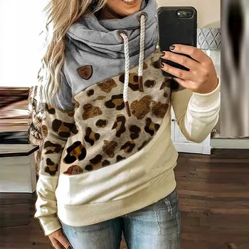 5XL Leopard Raibs Kapuci sporta Krekls Sievietēm 2020 Rudens Ziemas garām Piedurknēm Hoodies topi, Sieviešu Aukliņu, puloveri Harajuku