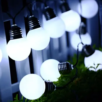 Saules Powered 10/20/30 LED G50 Pasaulē String Pasaku Gaismas Vīt Spuldzes Ziemassvētku Stīgu Gaismas Āra Kāzu Puse, Dārza Vainags