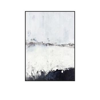 Melns Un Balts, ar roku apgleznotus Eļļas Glezna viesistabā Mūsdienu Minimālisma Abstraktās Gleznas Ieejas Gaitenis Vertikālā Versija
