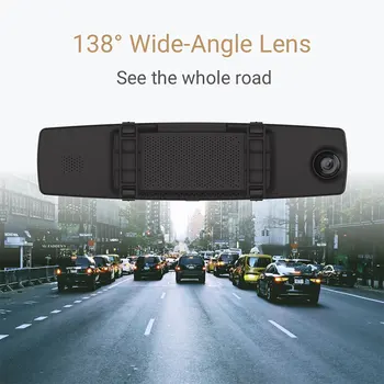 YI Spogulis Dash Cam Dual Paneļa Kamera Auto Reģistratoru Touch Screen Sānu Atpakaļskata HD Kamera, G-Sensors, Nakts Redzamības Monitors