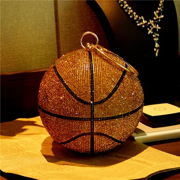 Luksusa Vakarā Clucth Somas Dimanta Basketbola Dizaina Sievietes Plecu Crossbody Soma Spīdīgu Rhinestone Kārtas Dāma, Puse Mazās Somiņas