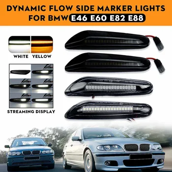 2x Auto LED Dinamiskais Sānu Gabarītgaismas Lukturi, kas Plūst Pagrieziena Signāla Indikators Indikators Blinker BMW E90 E91 E92 E93 E60 E82 E87 E46