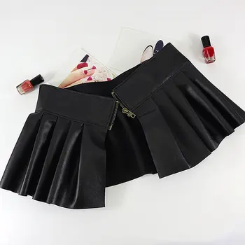Sieviešu Dāmas Sexy Svārki Dāmas Mākslīgās Ādas Kroku Svārki Sadalīt Izrotāts ar Radzēm-Line Mini Svārki Pusēm Clubwear