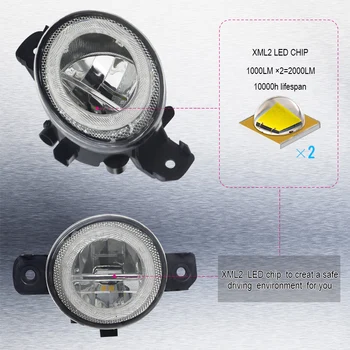 2 X LED Angel Eye Miglas lukturi H11 Automašīnas Priekšējais Bamperis Miglas Lukturi Dienas Gaismas lukturi dienas gaitas lukturi 4000LM 12V Priekš Nissan X-Trail T30 2001. - 2006. gadam