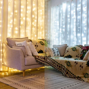 Dropship 3x3 Ziemassvētku Vainags LED String Lukturi ar Tālvadības Aizkari/Guļamistaba Dekorēšana Pasaku Gaismas Gaismas Svētku Gaismas