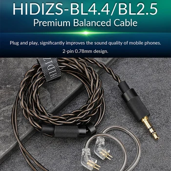 HIDIZS Līdzsvarotu Kabeļu BL2.5-RC BL4.4-RC Līdzsvarotu Kabeļu SE3.5-RC, melns Vienu kabeli, kas noslēdzās ar 2Pin 0.78 mm, kas izgatavoti par MS1 MS4