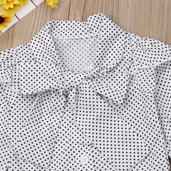 Zīdaiņu Jaundzimušais Meitene Drēbes 3pcs garām Piedurknēm Tops+Svārki+Galvas Dot Modes Apģērbu Komplekts 6M-5T
