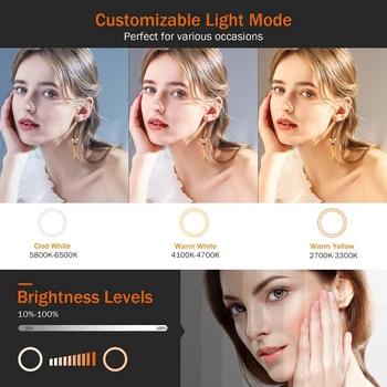 LED Selfie Gredzenu Gaismas Aplis Aizpildīt Gaismas Intensitāti Gredzens Luktura Trepied Fotogrāfija Ringlight Tālrunis Stāvēt Turētāja Statīva Grims