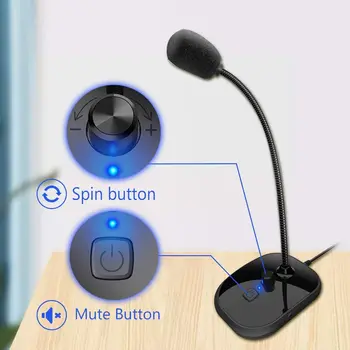 XIAOKOA USB Mikrofonu Datoru PC ar Spin Pogu, Skaļuma regulēšana un Mikrofona Pogai, Plug and Play, ierakstot Youtube PS4MIc