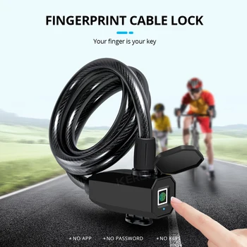 Smart Keyless Velosipēdu pirkstu Nospiedumu Slēdzene pirkstu Nospiedumu Atslēgt USB Lādējamu Ūdensizturīgs Anti-Zādzība Velosipēdu, Motociklu Durvju Cable Lock