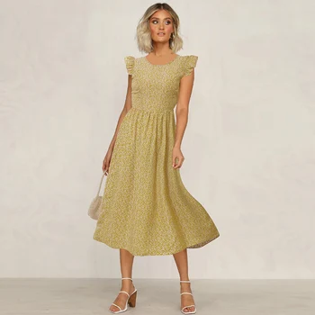 Sievietes Gara Kleita Boho Drukāt Gadījuma Vasaras Vestidos Elegantas Dāmas Vintage Maxi Kleitas, Sieviešu 2020. Gada Pavasarī Jaunās Modes