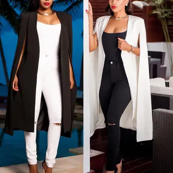 Modes Žakete Cape Mēteļi Cietā Apmetnis Sieviešu Virsdrēbes Ilgi Jaka Uzvalks Plus Lieluma