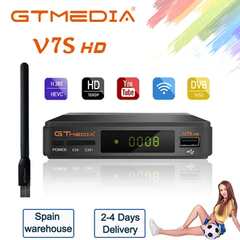 GTMedia V7S HD Satelīta TV Uztvērējs Full HD 1080P DVB-S2 KASTE Ar USB WIFI Youtube Atbalsta Eiropas spānija ccam pk Freesat V7