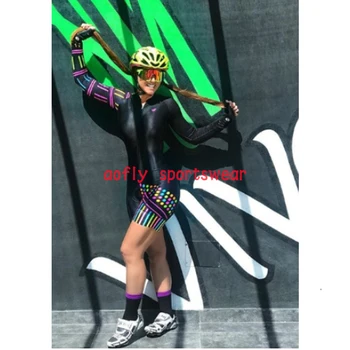 Ir 2021. Kafitt Riteņbraukšana Apģērbu Skinsuit Sieviešu garām Piedurknēm Jumpsuit Nosaka Vienotu Ciclismo Velosipēdu Triatlona Jumpsuit Komplekti Vasaras