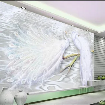 Beibehang Pielāgotu fona attēlu romantisku mīlestību viens tūkstotis 3d balta pāva TV fona sienas sienas 3d tapetes