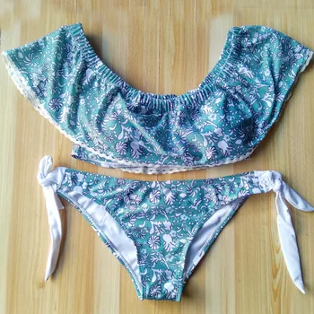 YICN Sexy Bikini Komplekts Sieviešu peldkostīms 2018 Polsterēta Lotus Leaf Bikini Push Up Peldkostīmi Sieviešu peldkostīms Brazīlijas Biquini Apakšā