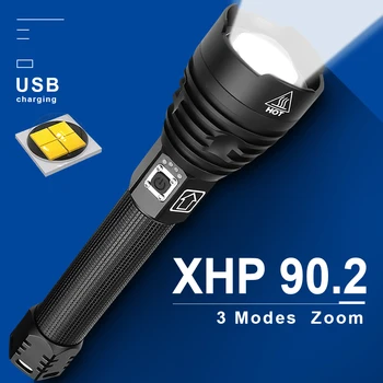 XHP90.2 spēcīgākajiem Taktiskais Lukturītis XHP50 Augstas spilgti Led USB Uzlādējams Kabatas 18650 26650 Laternu XHP90 XHP70.2