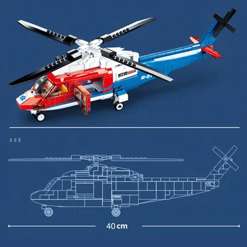 Militārās Sērija Jūras glābšanas helikopters S76-D Modelis, Celtniecības Bloki, Ķieģeļi, Rotaļlietas, Dāvanas,