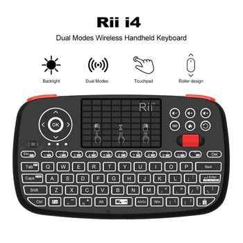 Rii i4 Portatīvie Mini Bluetooth Bezvadu Tastatūra ar QWERTY Backlit Tastatūru Touchpad Apple iOS/Android/Logā)