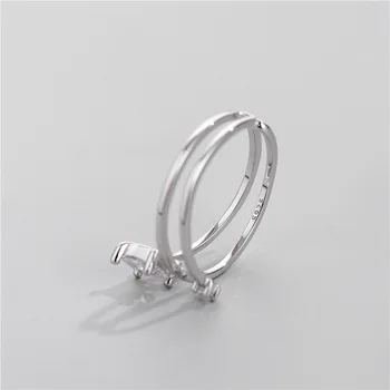 Sodrov S925 sudraba korejas divslāņu kvadrātveida dimanta zircon gredzenu sieviešu modes personības radošo atvērt gredzens
