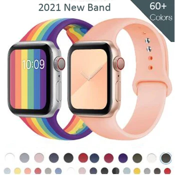 Gumijas Sporta band Apple Skatīties, Sērija 6 SE 5 4 3 40MM 42MM 44MM 38MM Silikona Siksniņu Rokassprādze Watchband par Iwatch Piederumi