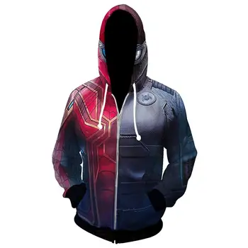 Spider cosplay cilvēks, Tālu No Mājām, hoodies Peter Parker Cosplay kaujas uzvalku, 3D drukāts Krekli Jaka, Mētelis