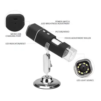 Rokas Digitālo Mikroskopu, WiFi 1000X 2MP HD USB Lupa Bezvadu Mikroskopu iPhone/Android ar USB Kabeli