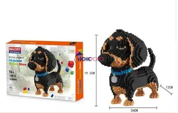 2100pcs 16014 Karstā Pārdošanas Multiplikācijas filmu Suns Mini Dachshund Modelis Bloka Ēkas, Ķieģeļu Rotaļlietas Bērniem Dāvanas Suņu Mājdzīvnieki, Celtniecības Bloki
