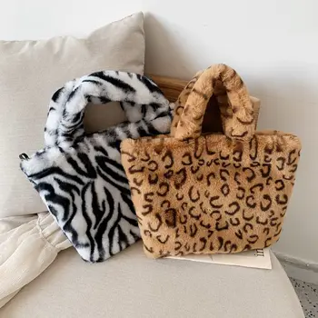 Ziemas jauno modes pleca soma, sieviešu leopard sieviešu soma ķēdes lielu plīša ziemas somas Messenger bag maiga, silta kažokādas soma KL898