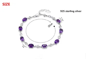 925 sterling sudraba modes purpura kristāla dāmas rotaslietas nav izbalināt sieviešu aproce piliens kuģniecības dzimšanas dienas dāvana