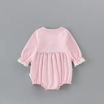 Jaundzimušā bērna Baby Meiteņu Drēbes Princess garām Piedurknēm Bērnu Bodysuit Kokvilnas Bērnu Jumpsuit 3 6 9 12M Viens Apģērba Gabals
