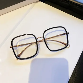 VWKTUUN Vintage Sieviešu Brilles Rāmis Vīriešu, Metāla Brilles Rāmi, Lielizmēra Kvadrātveida Optisko Briļļu ietvaru Anti Zilā Gaisma Brilles